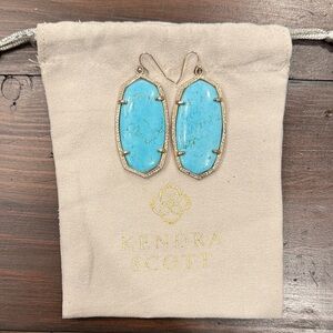Kendra Scott Blue Stone Earrings with Silver Trim